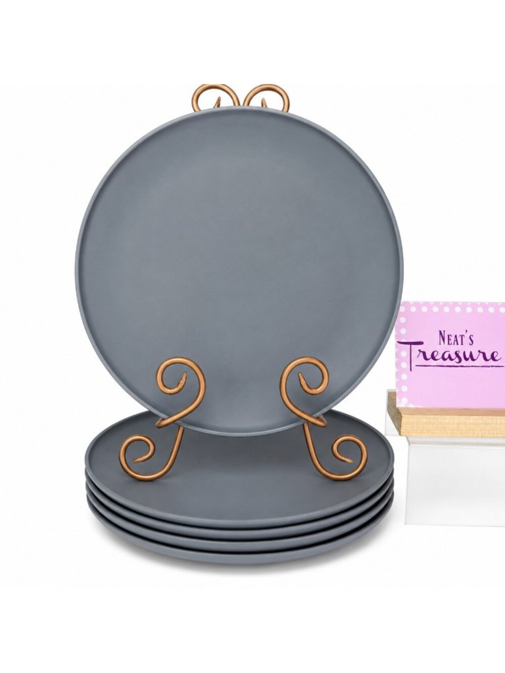 Mainstays Gray BPA Free Micorowave Dishwasher Safe Picnic Dinner Plates Set of 5